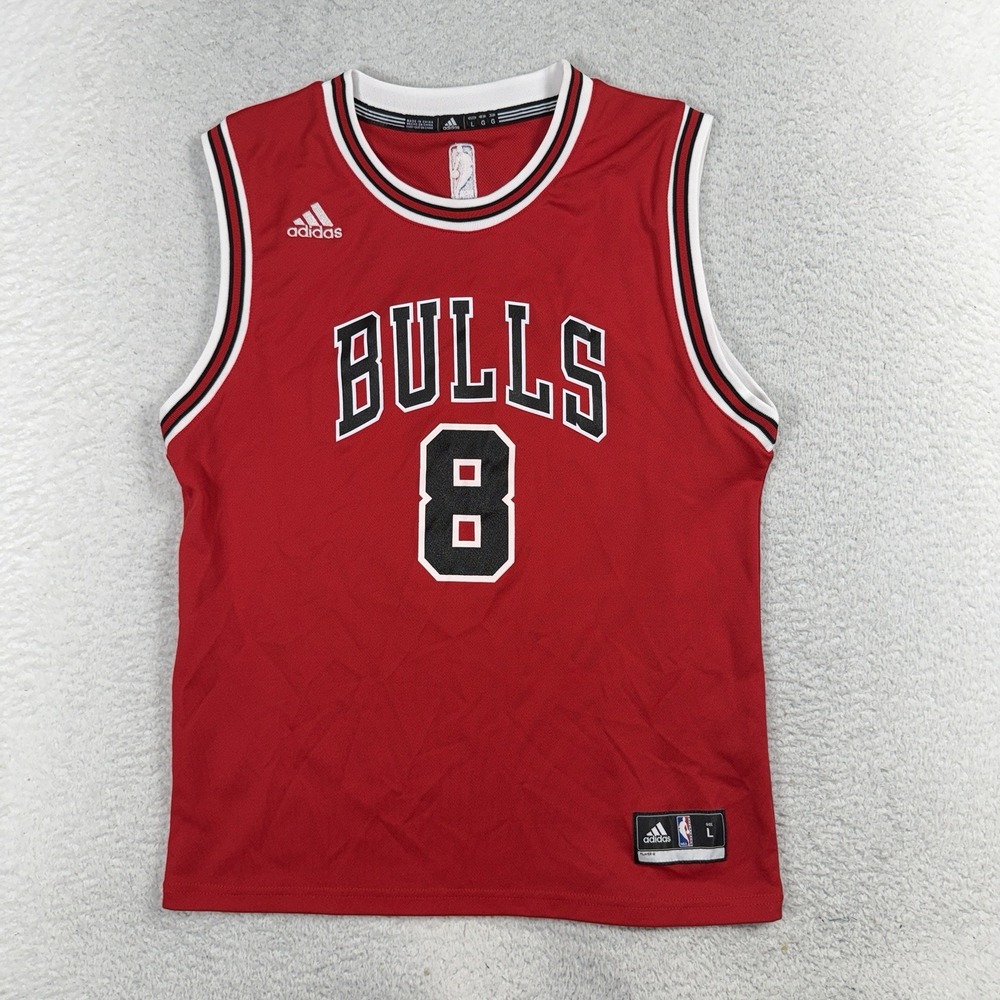 Chicago Bulls Adidas Dri-Fit NBA Jersey Boys Red Lopez #8 Large (14/16)